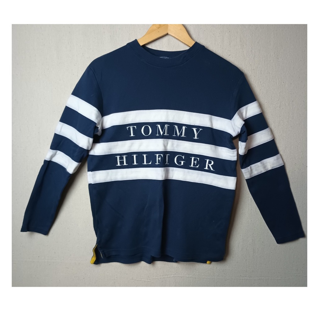 Tommy Hilfiger Striped Pullover Long Sleeve Top Embroidered Logo‎ Size Small K
